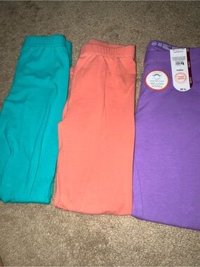 Kids Leggings Trio - Turquoise, Coral, Purple